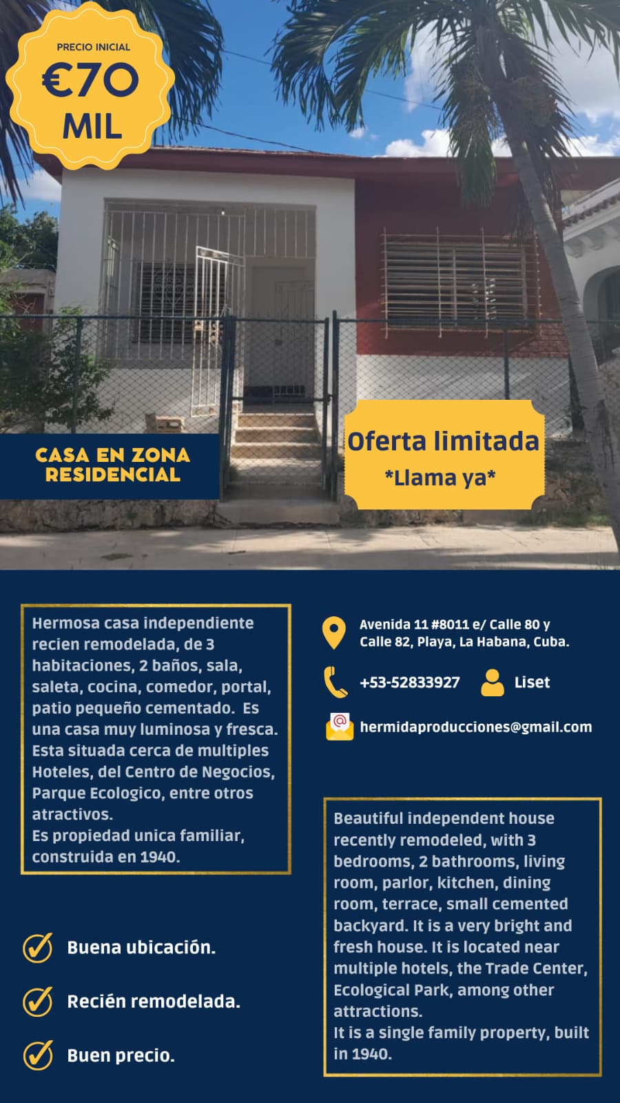 Casa de 3 habitaciones en Querejeta, Playa