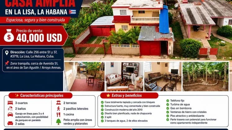 Vivienda de 3 habitaciones en San Agustín, La Lisa — foto 1 de 8